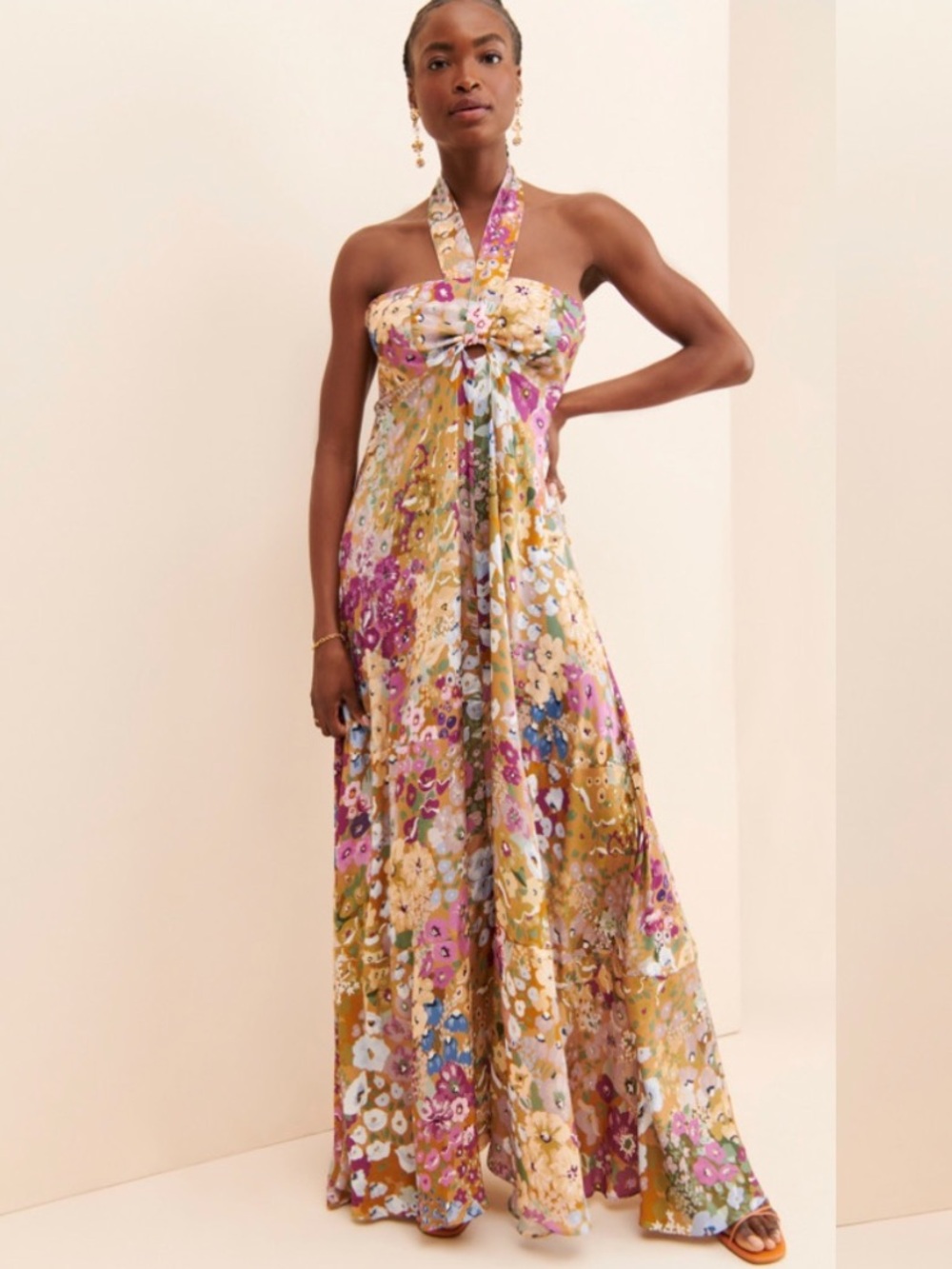 Jeronima Floral Halter Maxi Dress
